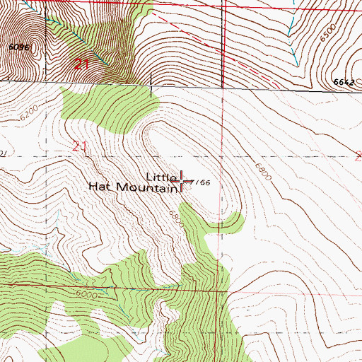 Topographic Map of Little Hat Mountain, NV
