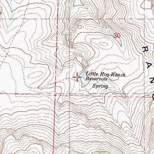 Topographic Map of Little Hog Ranch Reservoir, NV