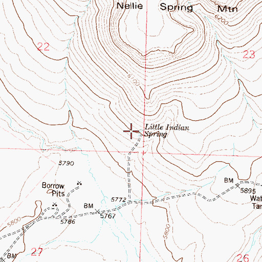 Topographic Map of Little Indian Spring, NV