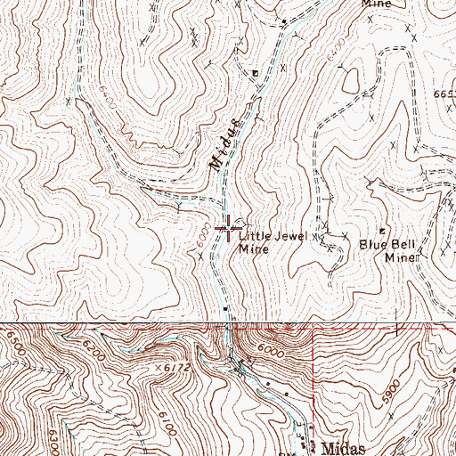 Topographic Map of Little Jewell Mine, NV