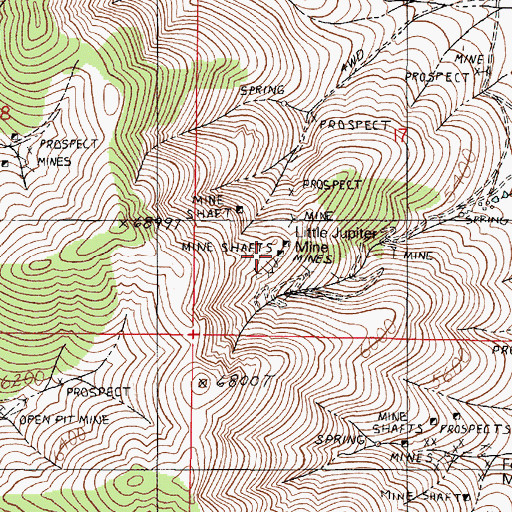 Topographic Map of Little Jupiter Mine, NV