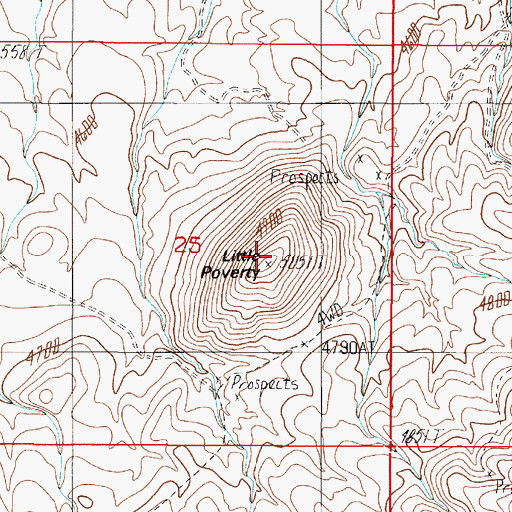 Topographic Map of Little Poverty, NV