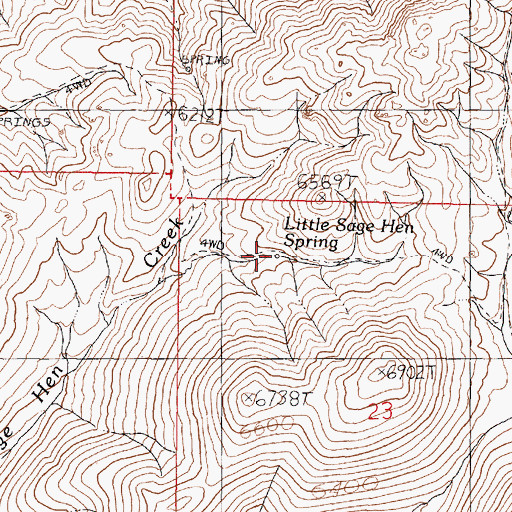 Topographic Map of Little Sage Hen Spring, NV