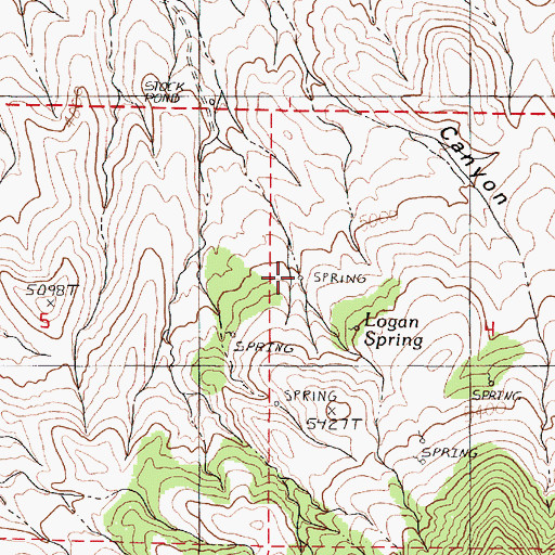 Topographic Map of Logan Spring, NV