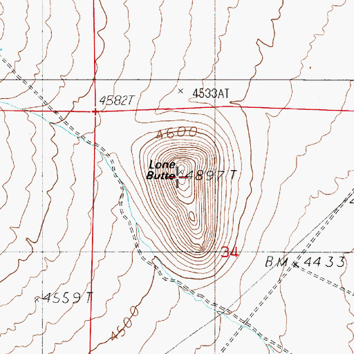 Topographic Map of Lone Butte, NV