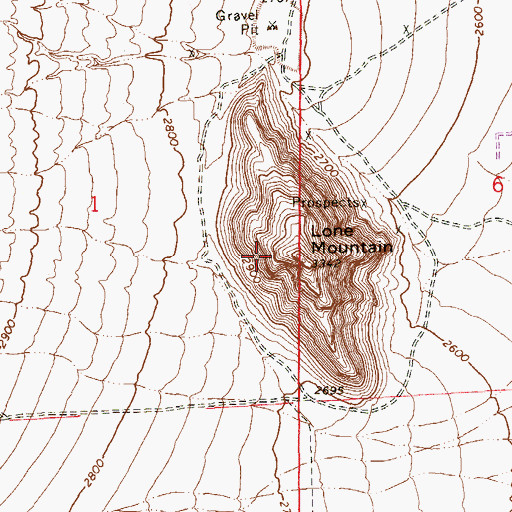 Topographic Map of Lone Mountain, NV
