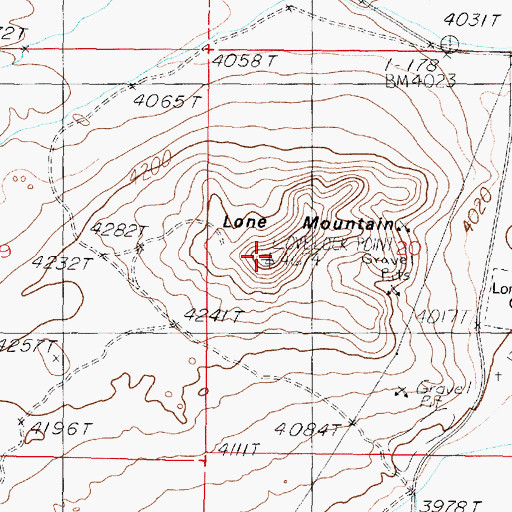 Topographic Map of Lone Mountain, NV