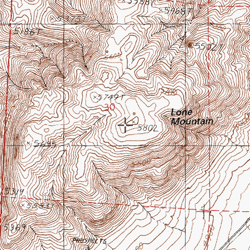 Topographic Map of Lone Mountain, NV
