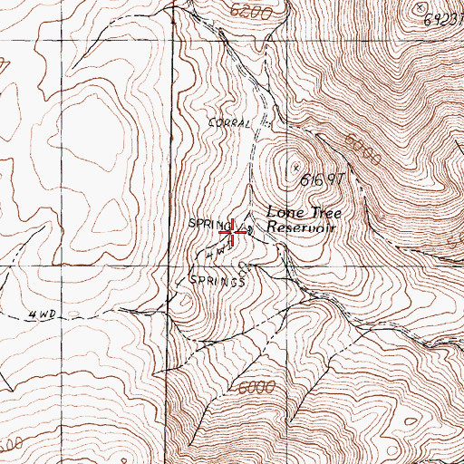 Topographic Map of Lone Tree Reservoir, NV