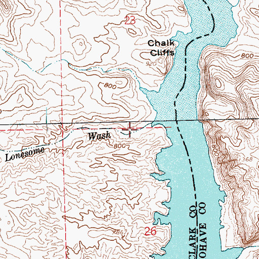 Topographic Map of Lonesome Wash, NV
