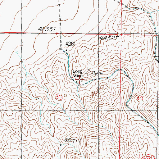 Topographic Map of Long Mine, NV