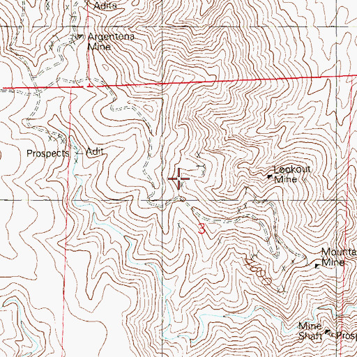 Topographic Map of Lookout Mine, NV