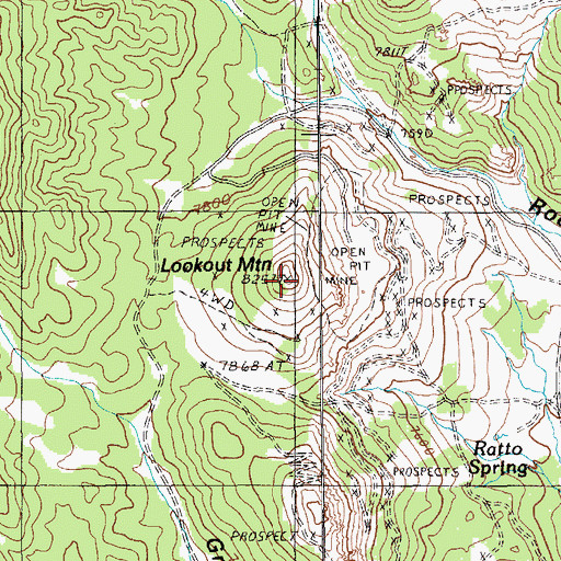 Topographic Map of Lookout Mountain, NV