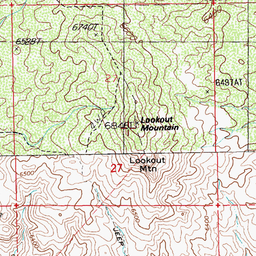 Topographic Map of Lookout Mountain, NV