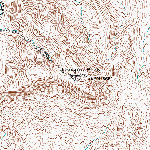 Topographic Map of Lookout Peak, NV