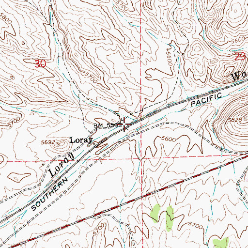 Topographic Map of Loray Draw, NV