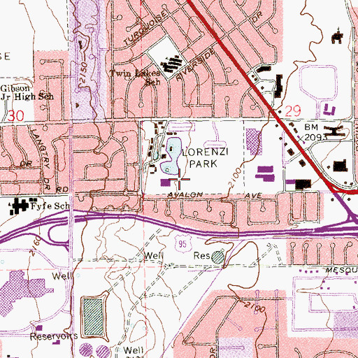 Topographic Map of Lorenzi Park, NV