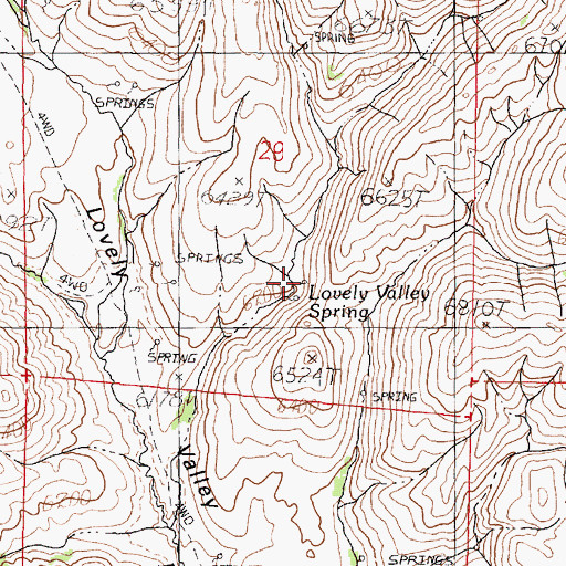 Topographic Map of Lovely Valley Spring, NV