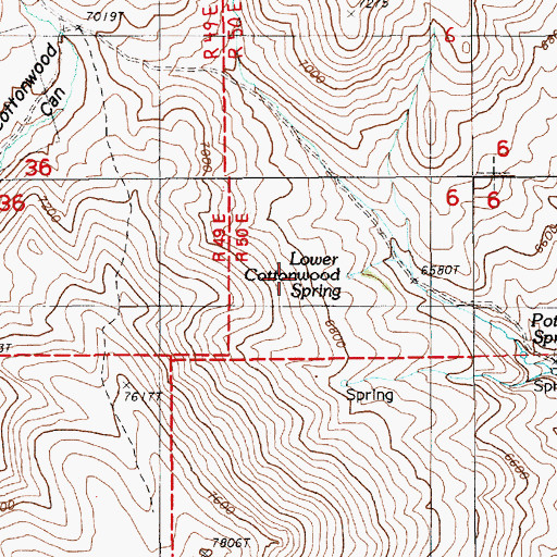 Topographic Map of Lower Cottonwood Spring, NV