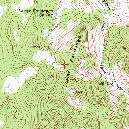 Topographic Map of Lower Fandango, NV