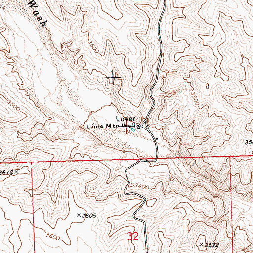 Topographic Map of Lower Lime Mountain Well, NV