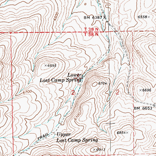 Topographic Map of Lower Lost Camp Spring, NV