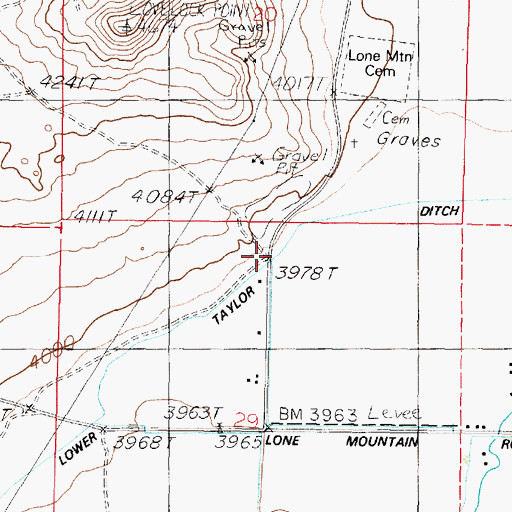 Topographic Map of Lower Taylor Ditch, NV