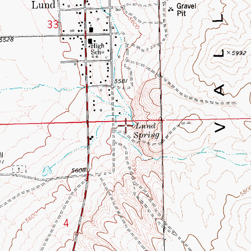 Topographic Map of Lund Spring, NV