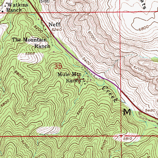 Topographic Map of Mule Mountain Ranch, AZ