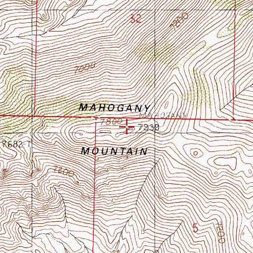 Topographic Map of Mahogany Mountain, NV
