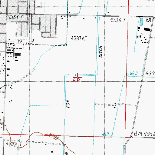 Topographic Map of Main Fox Ditch, NV