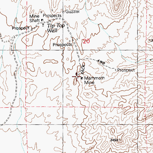 Topographic Map of Mammoth Mine, NV