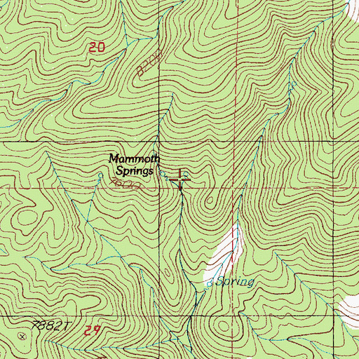 Topographic Map of Mammoth Springs, NV