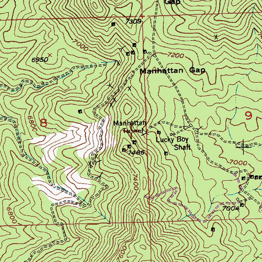 Topographic Map of Manhattan Tunnel, NV