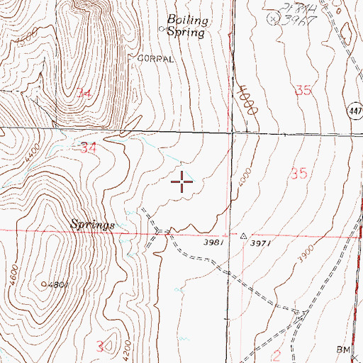 Topographic Map of Manure Canyon, NV