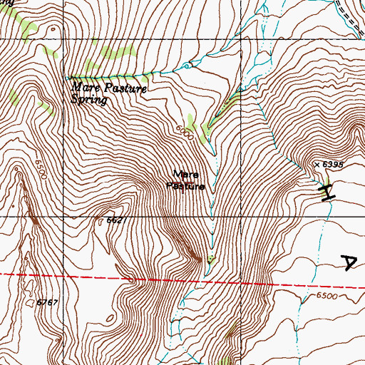 Topographic Map of Mare Pasture, NV