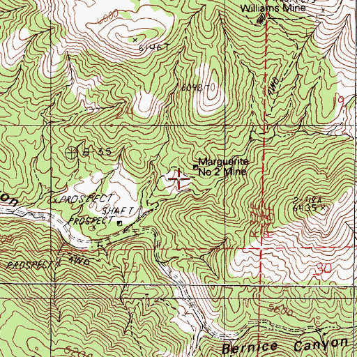 Topographic Map of Marguerite Number Two Mine, NV