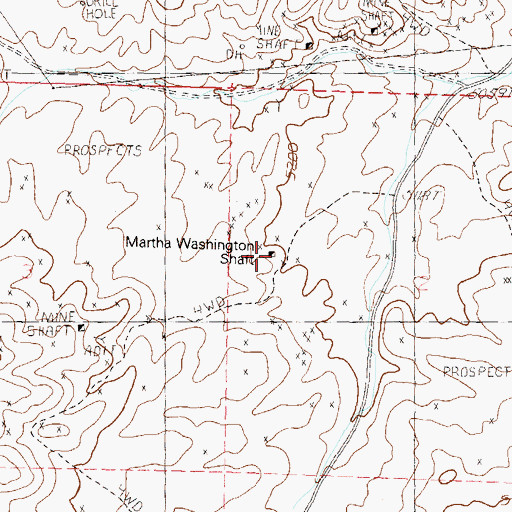 Topographic Map of Martha Washington Shaft, NV