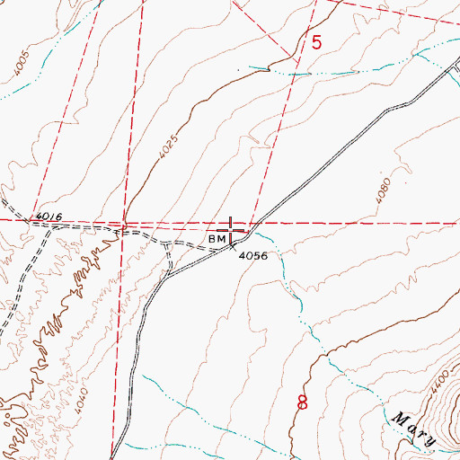 Topographic Map of Mary Sloan Creek, NV