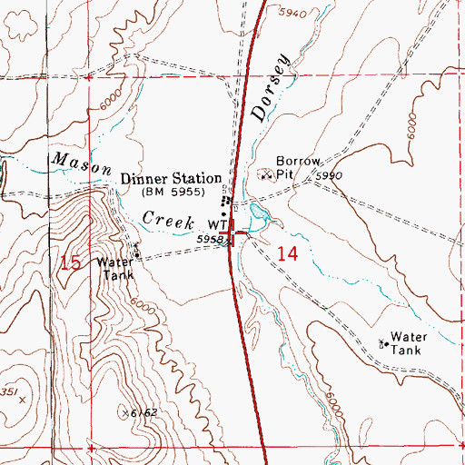 Topographic Map of Mason Creek, NV