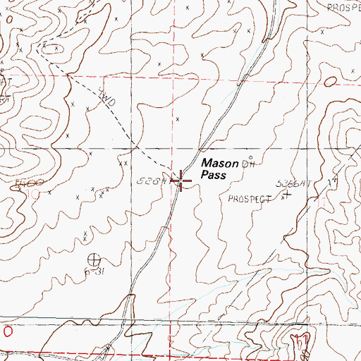 Topographic Map of Mason Pass, NV