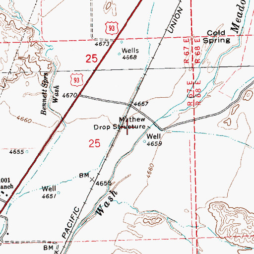 Topographic Map of Mathew Drop Structure, NV