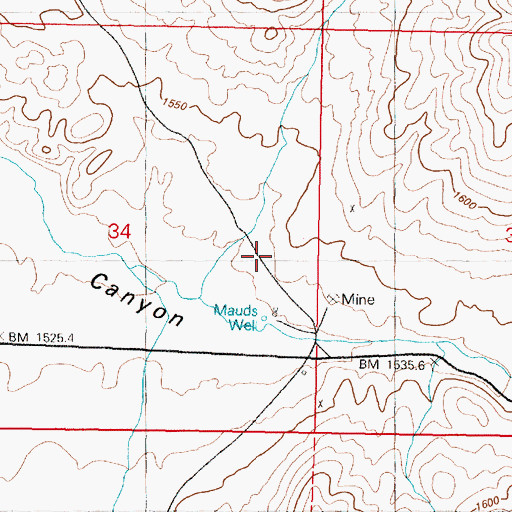 Topographic Map of Mauds Well, NV