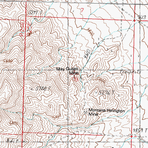 Topographic Map of May Queen Mine, NV