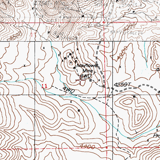 Topographic Map of Mayflower Mine, NV