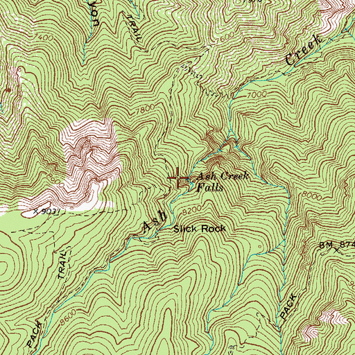Topographic Map of Ash Creek Falls, AZ