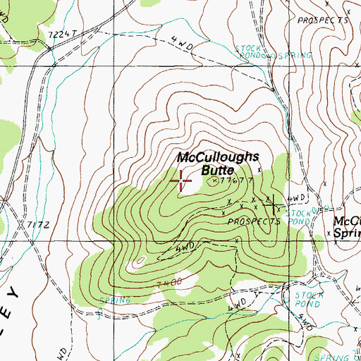 Topographic Map of McCulloughs Butte, NV