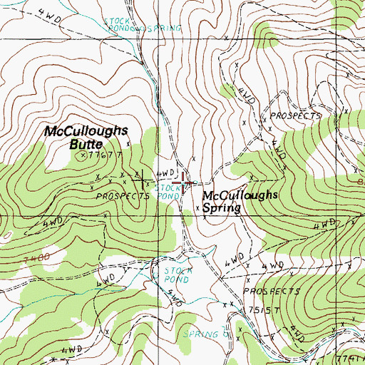Topographic Map of McCulloughs Spring, NV