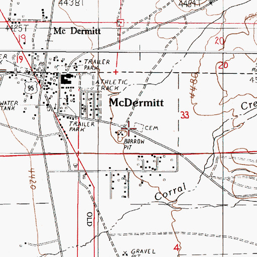 Topographic Map of McDermitt Cemetery, NV