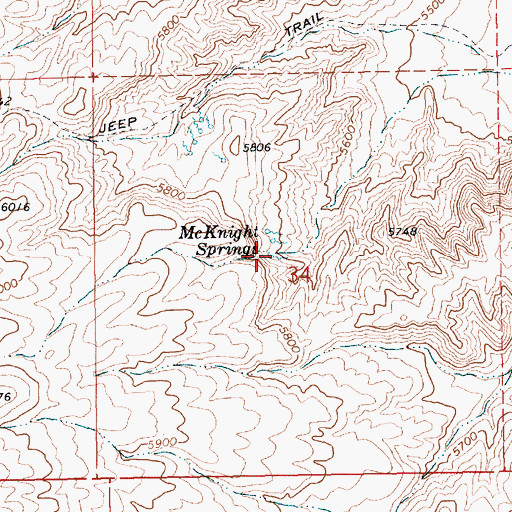 Topographic Map of McKnight Springs, NV